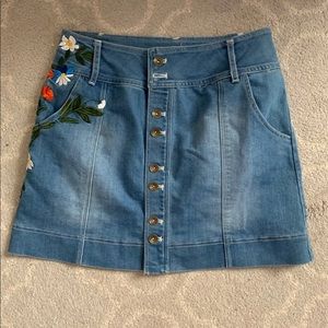 Embroidered jean skirt